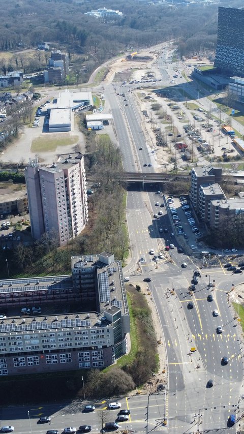 Winkelsteeg vanuit de lucht, project in uitvoering