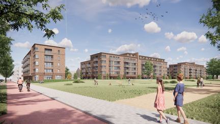 Voorzijde project vanaf het park