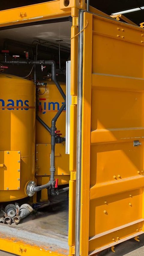 De mobiele waterzuiveringsinstallatie van Heijmans.