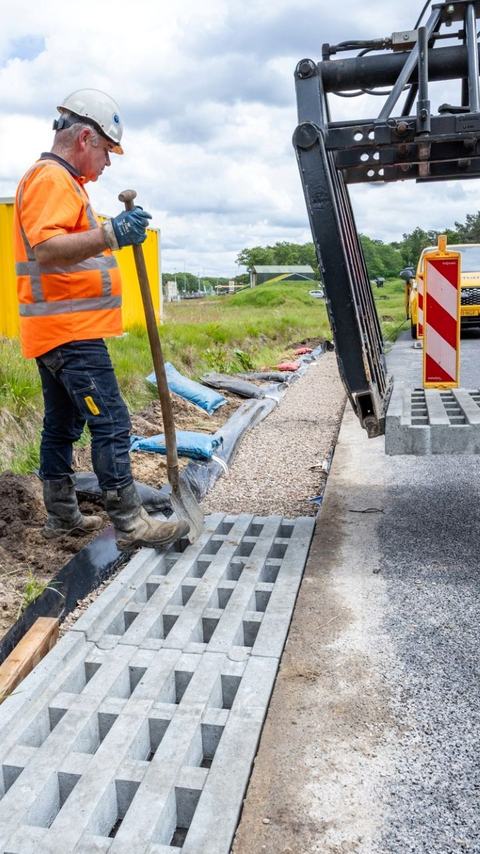 Innovatieve goot als proef op de A58