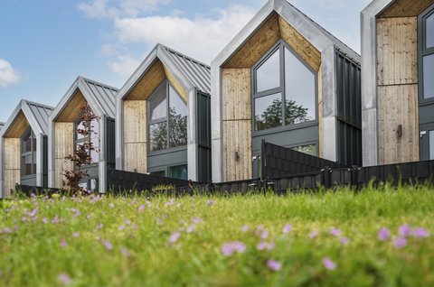 Heijmans ONE duurzame,circulaire tiny houses naast elkaar geplaatst.jpg