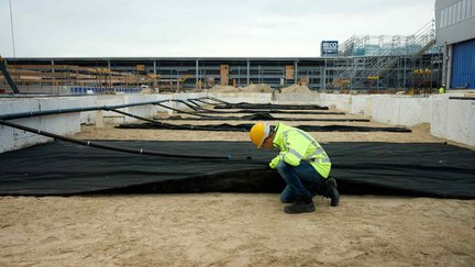 De waterbuffers bij Eindhoven Airport.