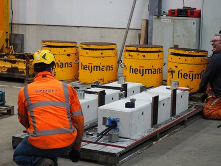 Het afspannen van de landhoofden.